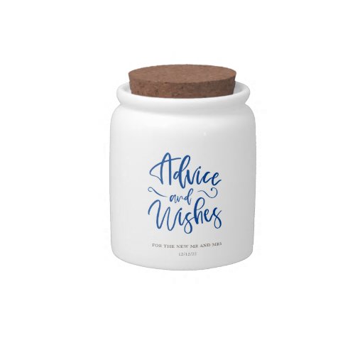 Navy Blue Advice and Wishes Wedding Mason Jar