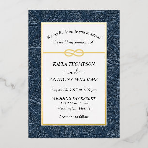 Navy Blue African Tribal All In One Foil Invitation