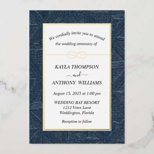 Navy Blue African Tribal All In One Foil Invitation