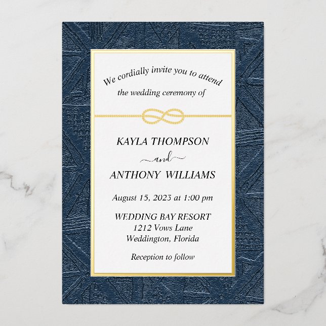 Navy Blue African Tribal All In One Foil Invitation (Front)