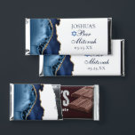 Navy Blue Agate Bar Mitzvah Party Hershey Bars<br><div class="desc">Elegant navy blue and gold agate decorates the side of these modern Bar Mitzvah party favor Hershey Bars. Your son's name is written in beautiful formal script under the Star of David. Perfect dessert for a chic,  stylish Jewish family celebrating their boy being called to the Torah.</div>