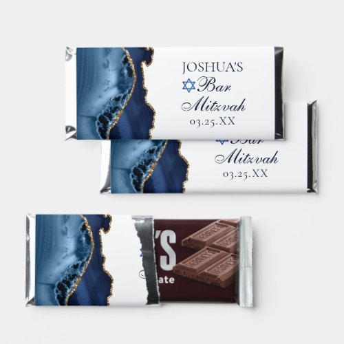 Navy Blue Agate Bar Mitzvah Party Hershey Bars