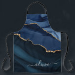 Navy Blue Agate Geode Gold Monogram Apron<br><div class="desc">Navy Blue and Gold Foil Agate Geode Monogram Beautiful Elegant Script Name Apron. This makes the perfect sweet 16, 13th, 15th, 16th, 18th, 21st, 30th, 40th, 50th, 60th, 70th, 80th, 90th, 100th birthday, wedding, bridal shower, anniversary, baby shower, graduation or bachelorette party gift for someone decorating her room in modern...</div>