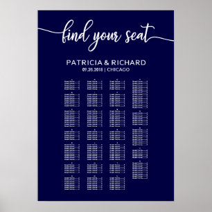 Navy Blue Alphabetical Wedding Seating Chart