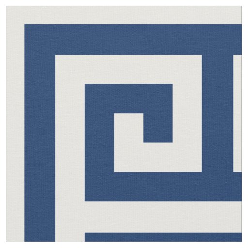Navy Blue Alternating Square Greek Key Pattern Fabric