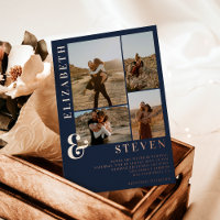 Navy blue ampersand 4 photo grid wedding