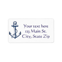 Navy Blue Anchor Address Label