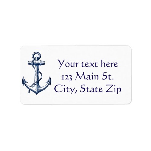Navy Blue Anchor Address Label