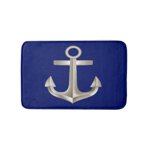 Navy Blue Anchor Bathmat