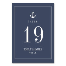 Navy Blue Anchor By The Sea Wedding Table Numbers