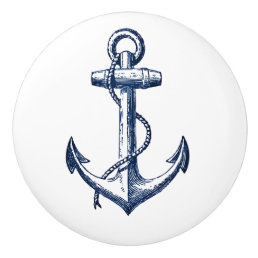 Navy Blue Anchor Ceramic Knob