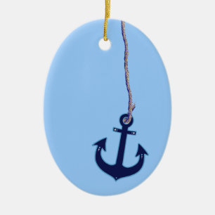 navy blue anchor ceramic ornament
