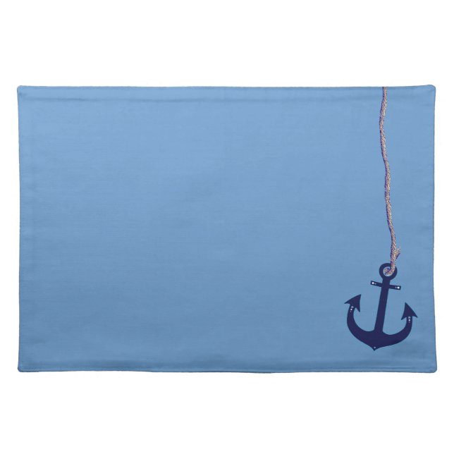 Navy blue anchor cloth placemat (Front)