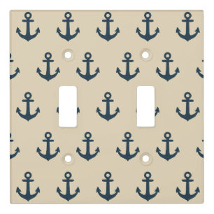 Navy Blue Anchor Coastal Home Decor Light Switch Cover