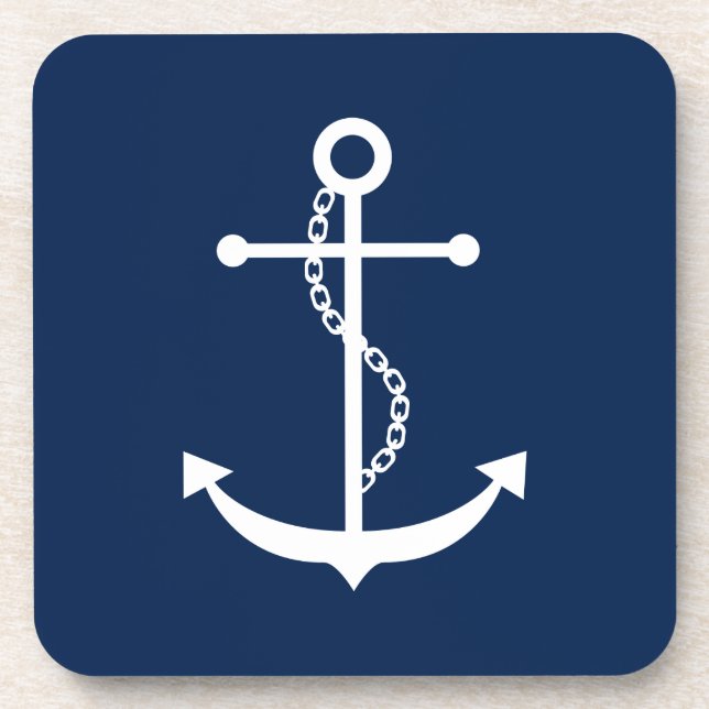 Navy Blue Anchor Coaster (Front)