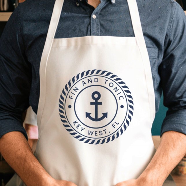 Navy Blue Anchor Custom Boat Name Adult Apron (Creator Uploaded)