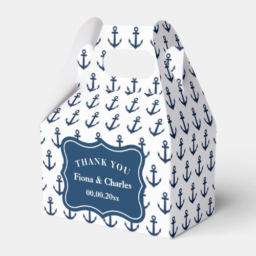 Navy blue anchor custom nautical wedding party favor boxes