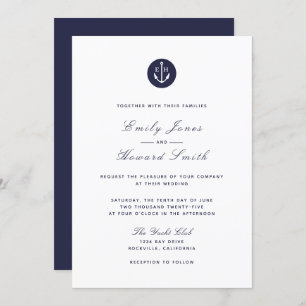 Navy Blue Anchor - Families Wedding Invitations