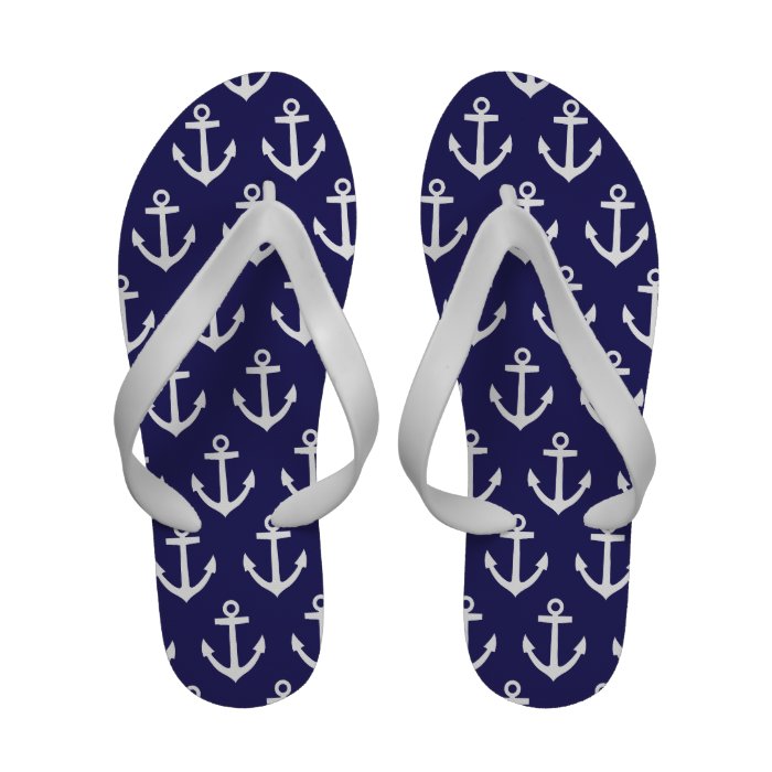 Navy Blue Anchor Flip Flops