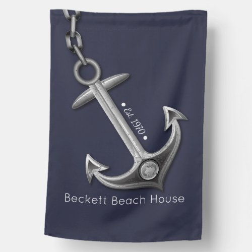 Navy Blue Anchor House Flag