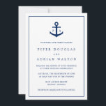 Navy Blue Anchor Monogram Nautical Wedding Invitation<br><div class="desc">Nautical wedding invitations featuring a navy blue anchor with your monogram on either side and your event details surrounded by a border,  over a white background.  The backside is a matching shade of navy blue.  A simple yet elegant design that is perfect for a beach wedding in the summer.</div>