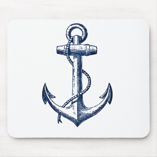 Navy Blue Anchor Mouse Pad (Front)