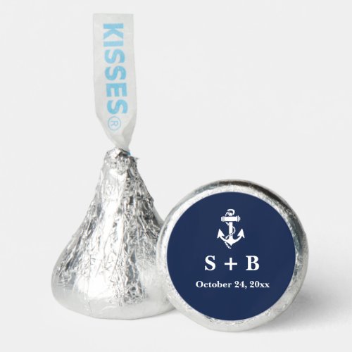 Navy Blue Anchor Nautical Beach Ocean Wedding  Hersheys Kisses