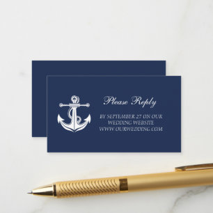 Navy Blue Anchor Nautical Beach Wedding  Enclosure Card