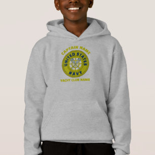 navy blue Anchor nautical captain boating paddle Hoodie