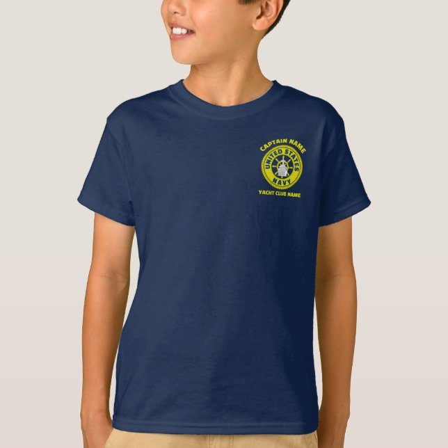 navy blue Anchor nautical captain sailing summer  T-Shirt (Front)