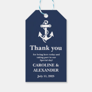 Navy Blue Anchor Nautical Coastal Wedding  Gift Tags