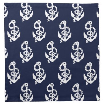 Navy Blue Anchor Nautical Pattern Cloth Napkin
