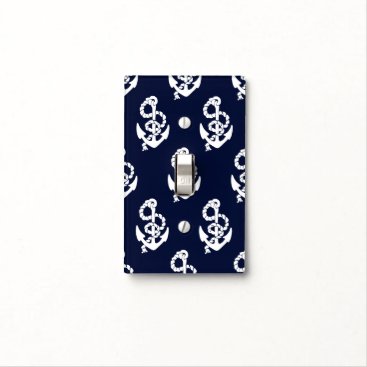 Navy Blue Anchor Nautical pattern Light Switch Cover
