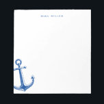 Navy Blue Anchor, Nautical Personalized Notepad<br><div class="desc">Add your personalization on the form.</div>
