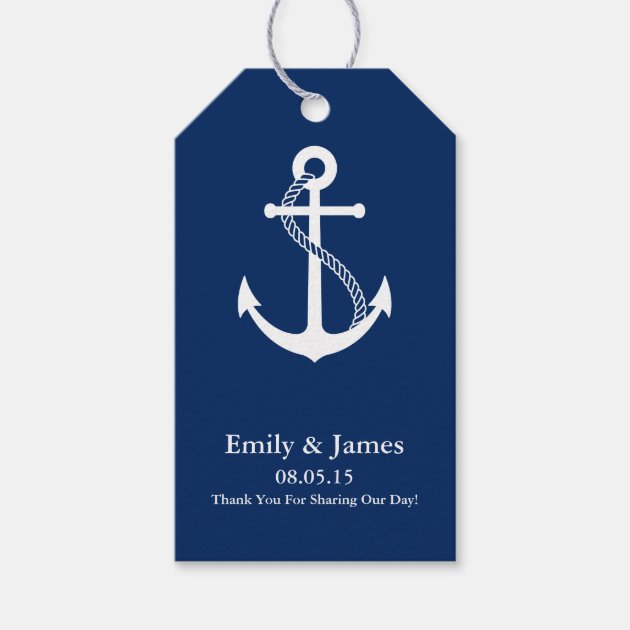 Navy Blue Anchor Nautical Wedding Favor Gift Tags