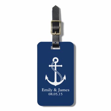 Navy Blue Anchor Nautical Wedding Favor Luggage Tag Navy Blue Anchor Nautical Wedding Favor Luggage Tag