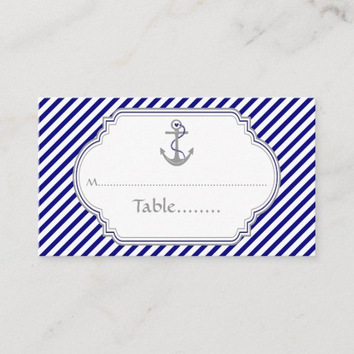 Customizable Navy blue anchor nautical wedding place card business card