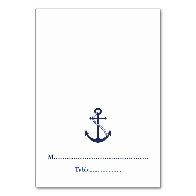 Navy Blue Anchor Nautical Wedding Place Cards