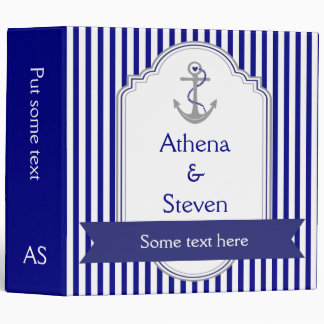 Navy blue anchor nautical wedding planner binder