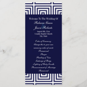 Navy Blue anchor nautical wedding programs