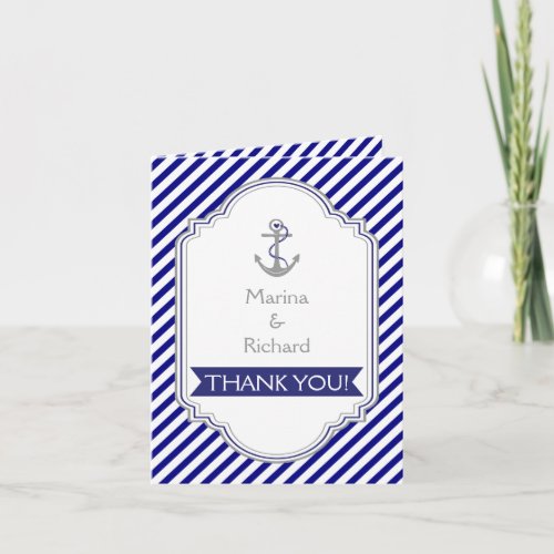 Navy blue anchor nautical wedding Thank You