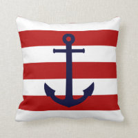 Navy Blue Anchor On Red And White Stripes