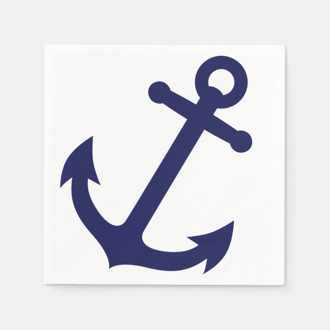 Navy Blue Anchor Paper Napkins (Front)