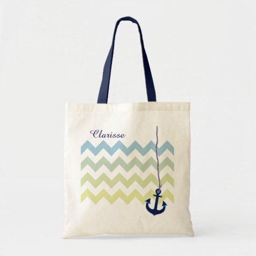 navy blue anchor personalized tote bag