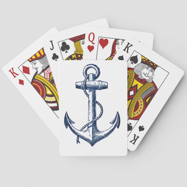 Navy Blue Anchor Poker Cards (Back)