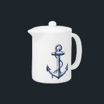 Navy Blue Anchor Teapot<br><div class="desc">This anchor is perfect for any nautical theme lover!</div>