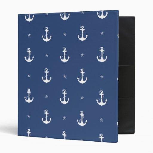 Navy Blue Anchors 3 Ring Binder | Zazzle