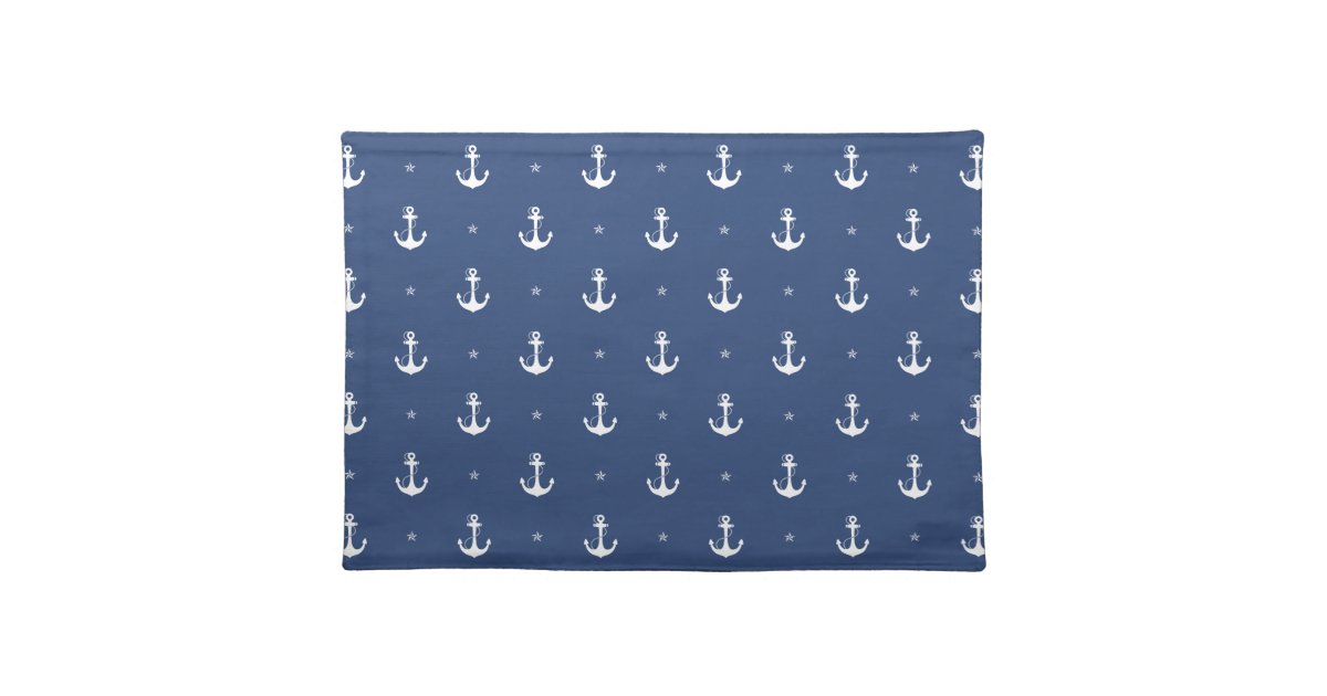Navy Blue Anchors Cloth Placemat | Zazzle
