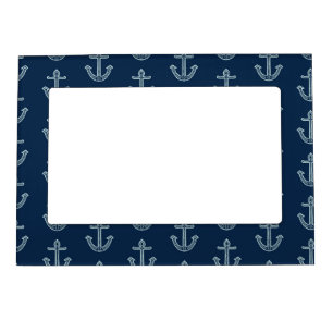 Navy Blue Anchors Magnetic Photo Frame