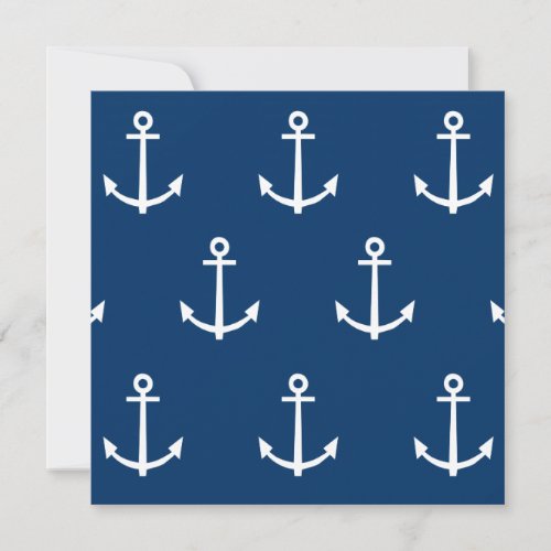Navy Blue Anchors Pattern 1 Personalized Invites